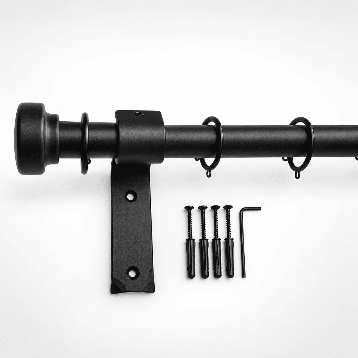 Hand Forged Larged Button End Wrought Iron Curtain Pole 